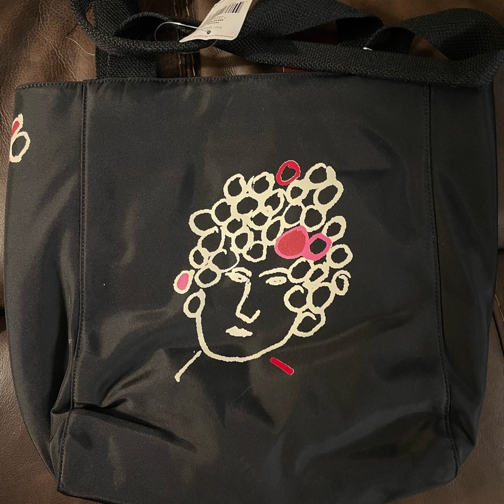 Kate Spade Black Tote with Artistic Face Design